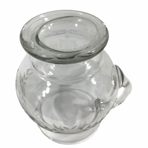 Vintage Etched Floral Pitcher‎ Clear Depression Glass 8" Tall - Picture 7 of 7